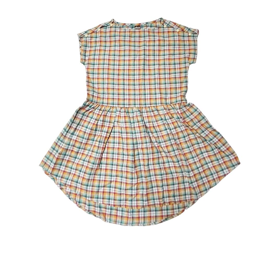 Tea Collection Linen Blend Button Shoulder Dress Size 7
